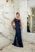 VESTIDO UM OMBRO SÓ PEDRINHAS LATERAL PAETE PETRA FINA